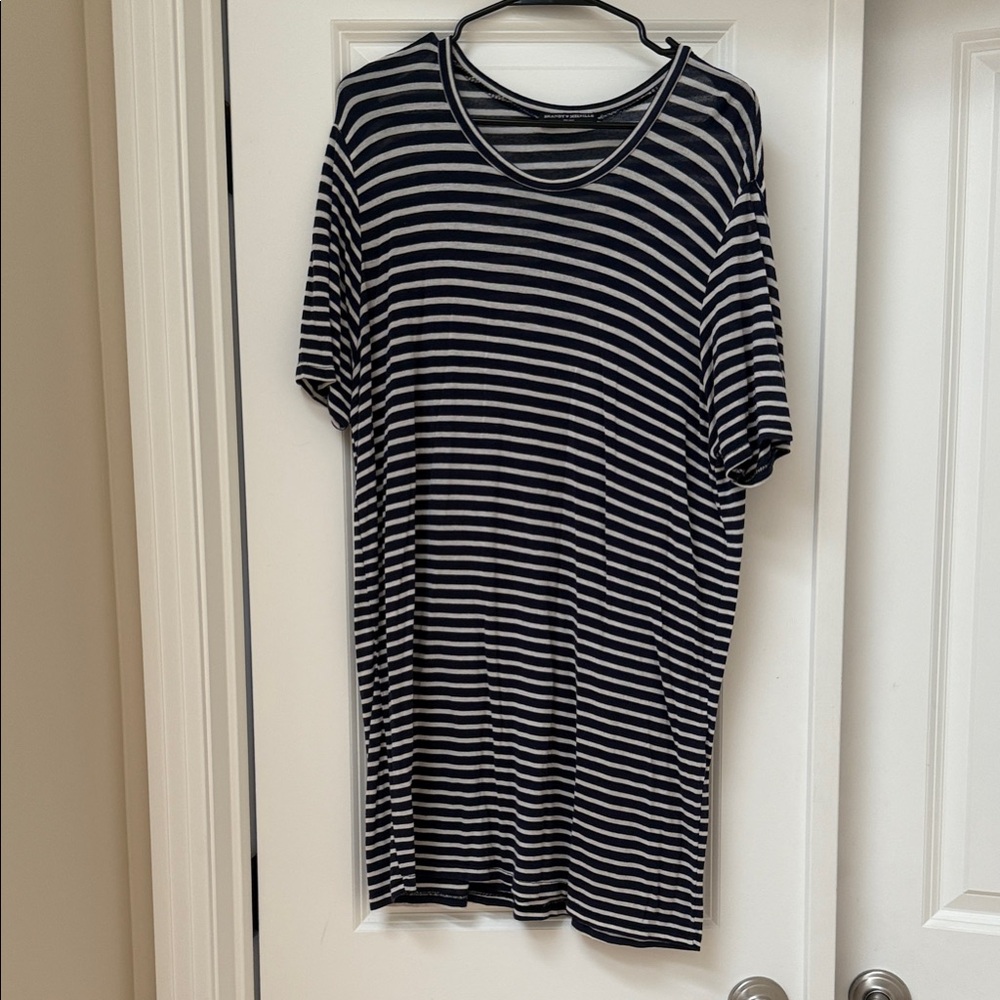 Brandy Melville Navy and White Striped Oversized Top/T-Shirt Dress